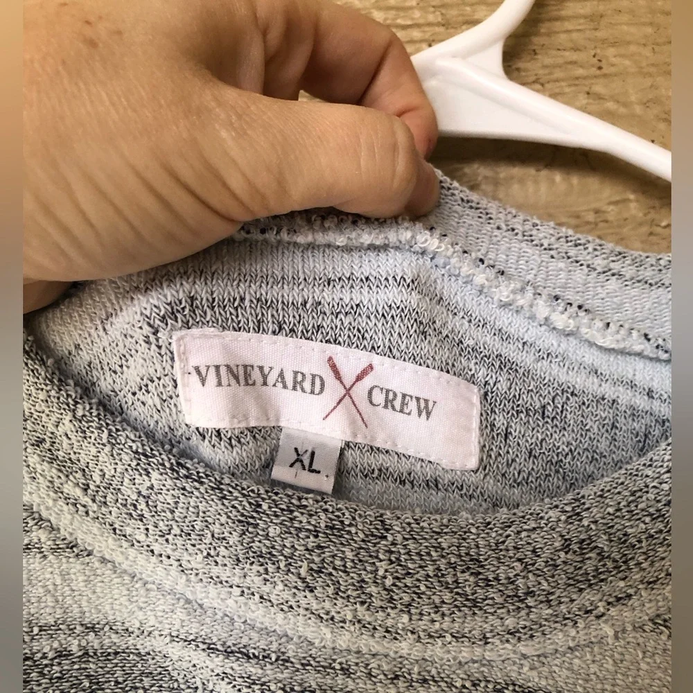 Gray and White Striped Sweater Vinyard Crew - Picture 3 of 5